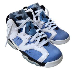 Air Jordan 6 Retro GS UNC 384665-410 University Blue White Boys Sneakers 5Y